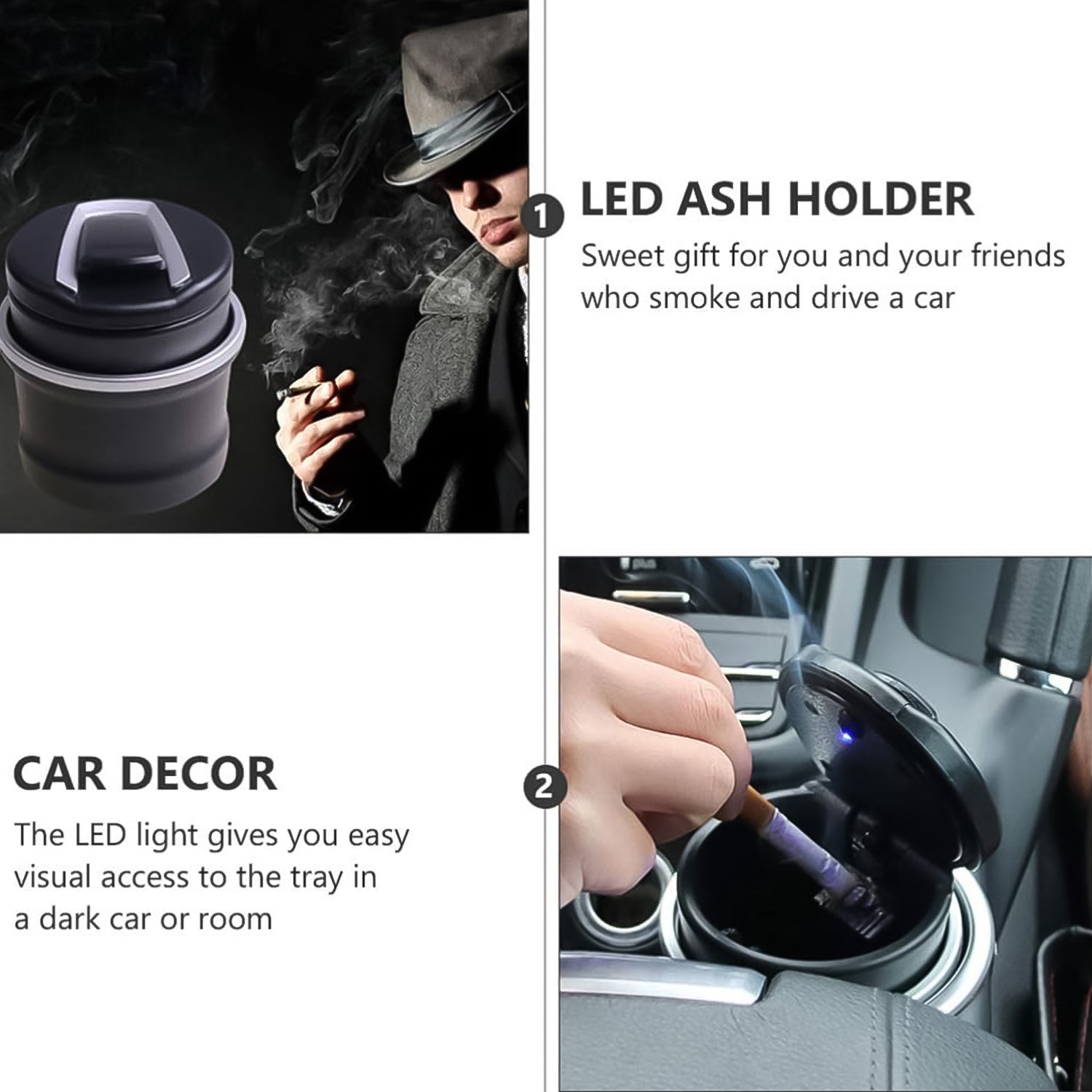 Portable Car Ashtray with Lid and Blue LED Light (1 Pc / With Color Box) Portable Car Ashtray with Lid and Blue LED Light (1 Pc / With Color Box)
